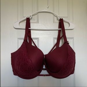 Cacique cranberry red strappy boost bra 40H